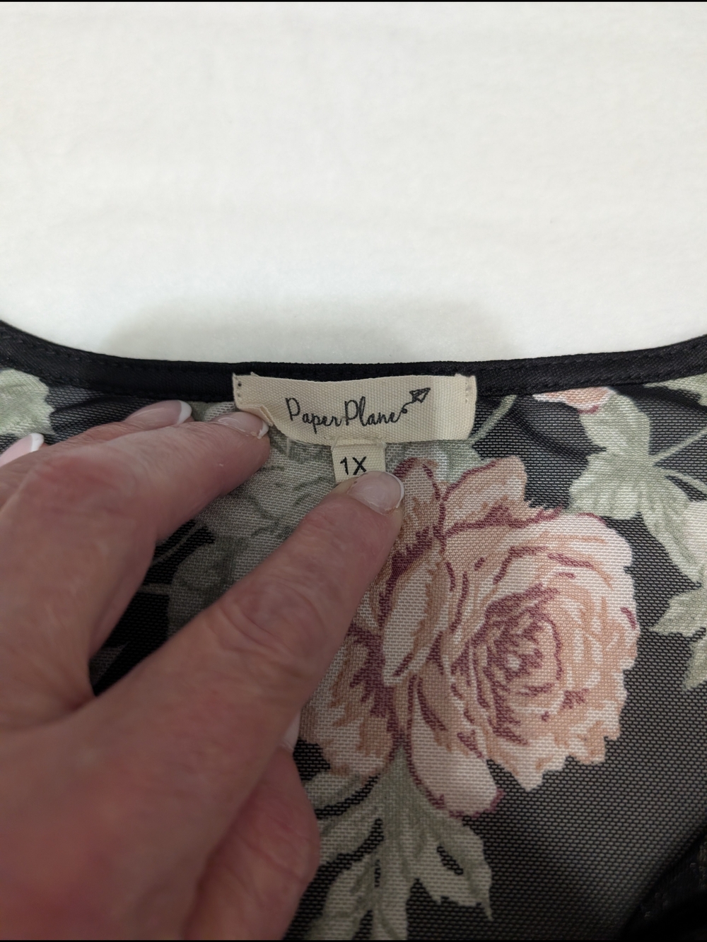 Floral Sheer Black Blouse with Pink Rose Print Size 1x Whimsgoth - Picture 4 of 7